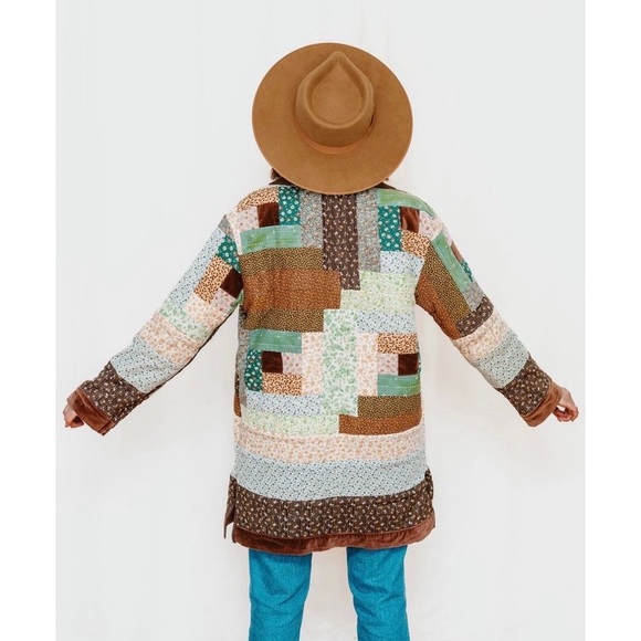 The Muse And I Jackets & Blazers - The Muse And I - Earth Tones Log Cabin Quilt Coat